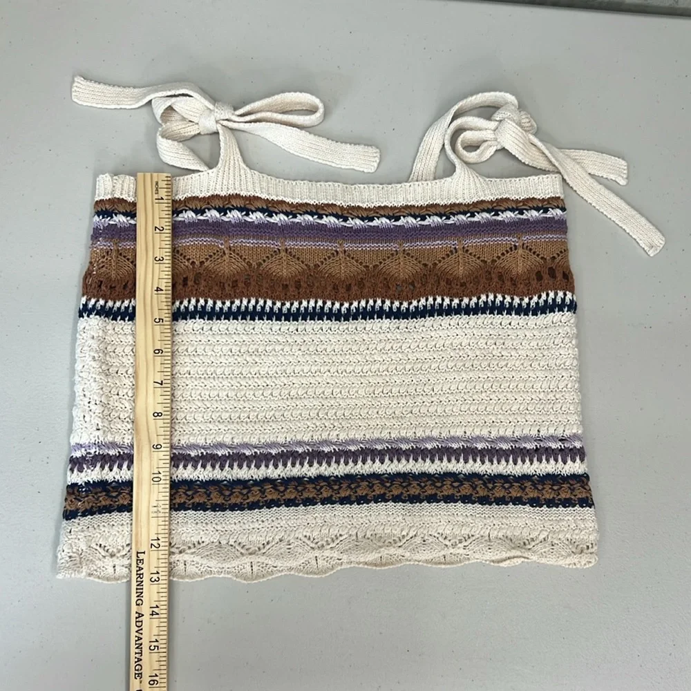 POL Crochet Knit Striped Tank Top Size L - Picture 3 of 7